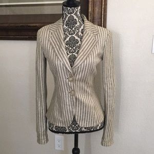 Giorgio Armani blazer. Borgo 21. Silver metallic and taupe woven goat leather.